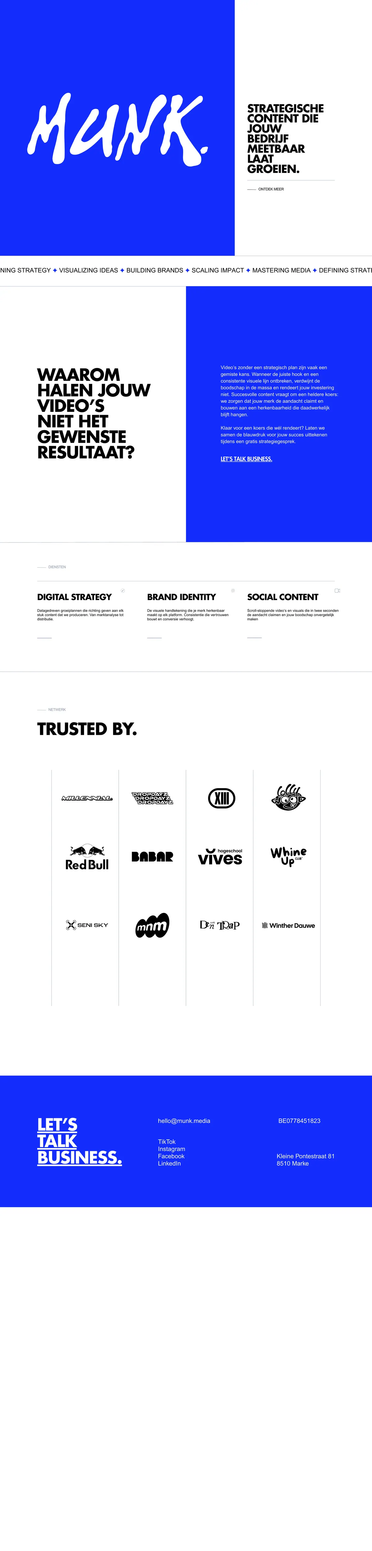 Full Munk Media homepage design