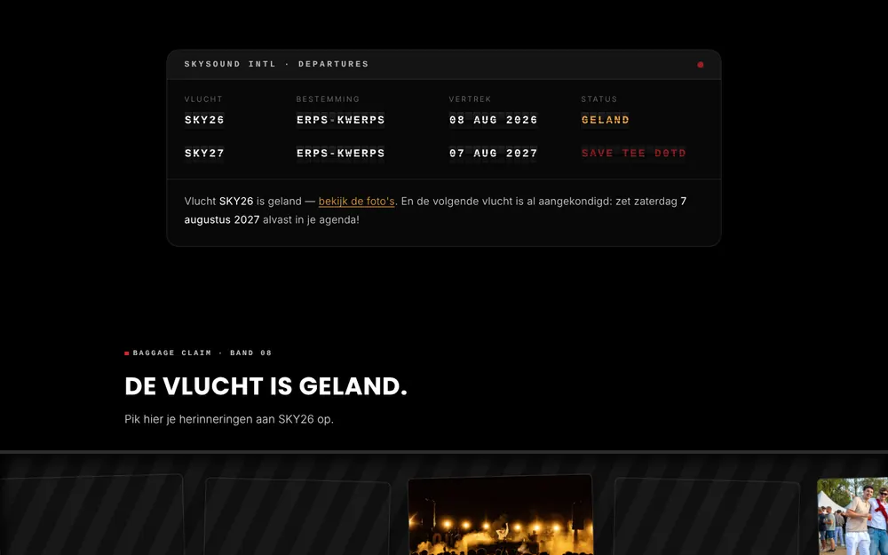 Departures board on the SkySound website