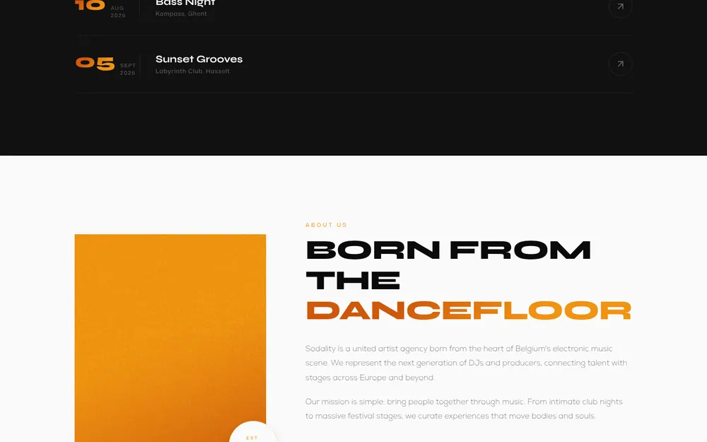 Sodality website about section: Born from the dancefloor